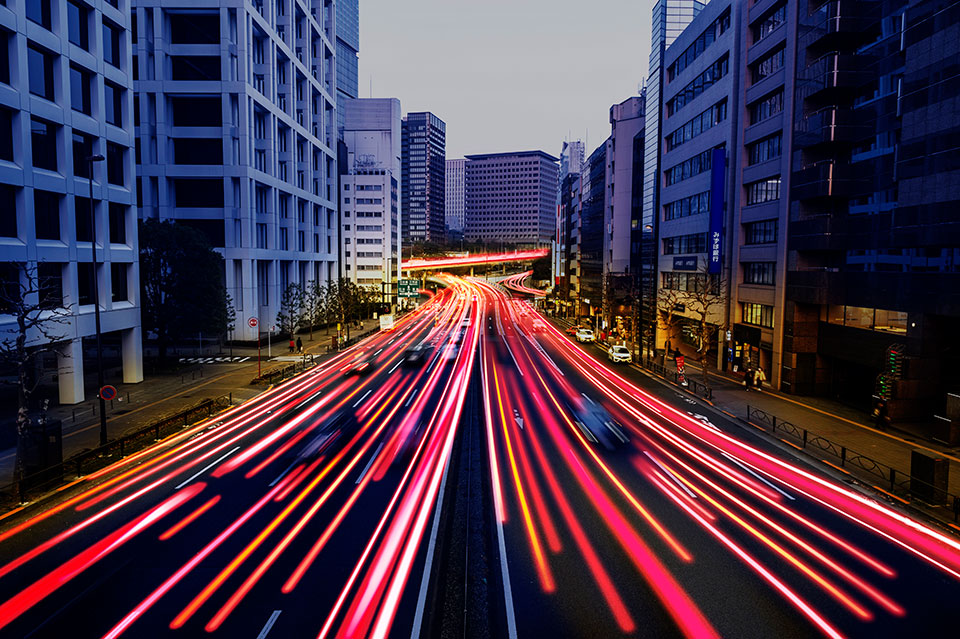 Speed neon lights city